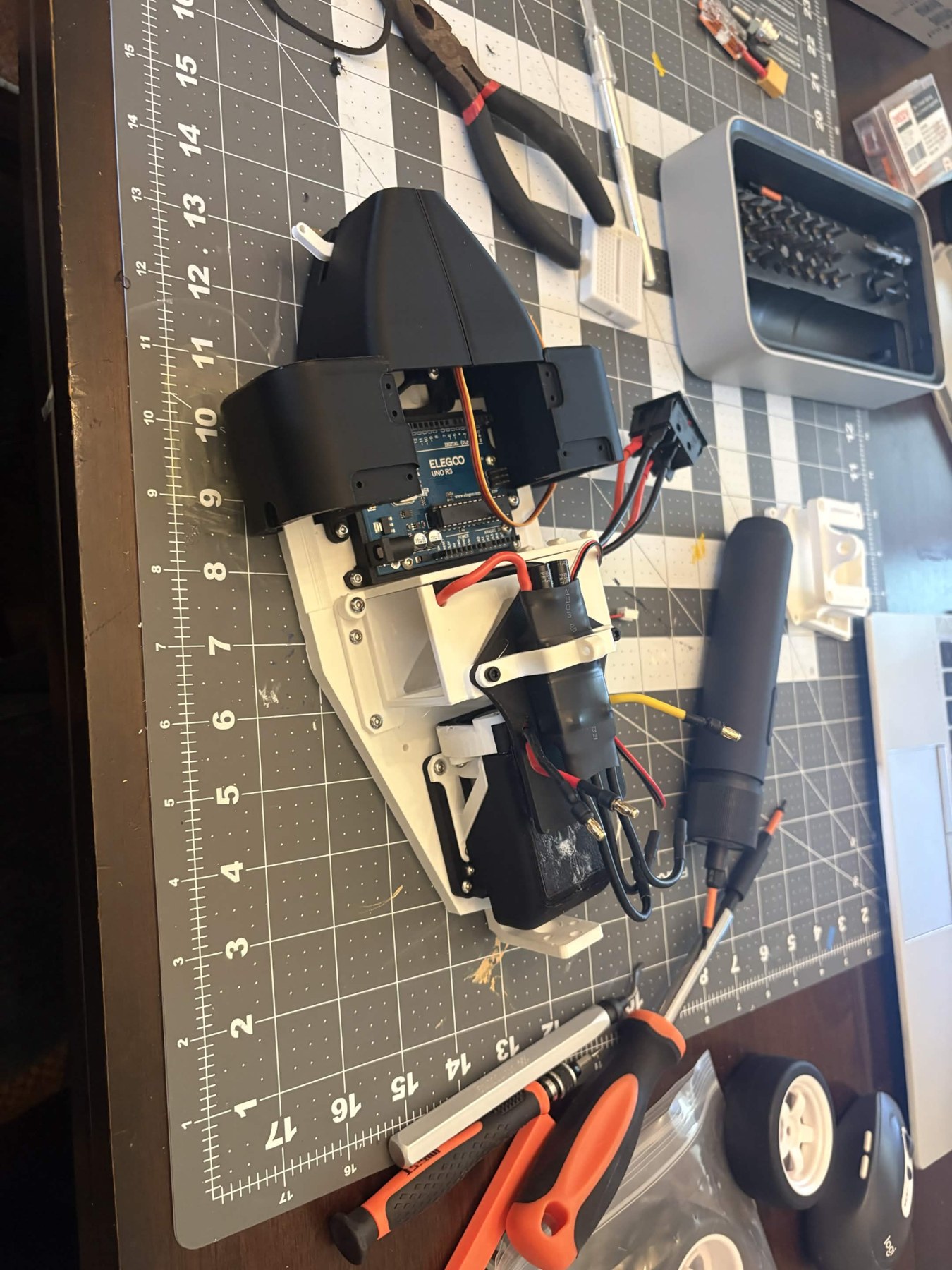 Another view of the fabricated chassis and components