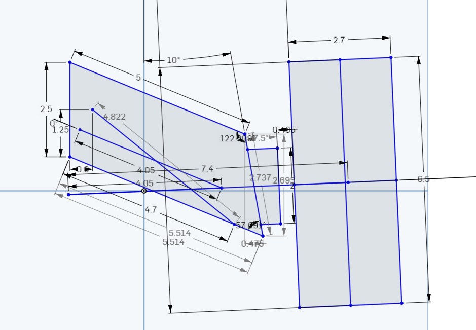 Suspension geometry sketch in CAD
